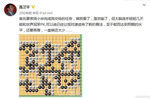 聂卫平:表扬小芈完成任务 对围棋速成有新看法